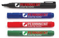 Crown permanent marker, schuine punt, schrijfbreedte 1 - 3 mm, etui van 4 stuks Crown permanent marker, schuine punt, schrijfbreedte 1 - 3 mm, etui van 4 stuks