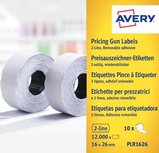 Avery PLR1626 etiketten voor prijstang non-permanent, ft 26 x 16, 12 000 etiketten, wit Avery PLR1626 etiketten voor prijstang non-permanent, ft 26 x 16, 12 000 etiketten, wit