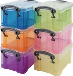 Really Useful Boxes Opbergdoos set van 6 x 0.33 liter assorti kleuren Really Useful Boxes Opbergdoos set van 6 x 0.33 liter assorti kleuren