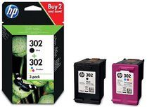 HP inktcartridge 302, 165 - 190 pagina's, OEM X4D37AE, 1 x zwart en 1 x 3 kleuren HP inktcartridge 302, 165 - 190 pagina's, OEM X4D37AE, 1 x zwart en 1 x 3 kleuren