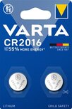 Varta knoopcel Lithium CR2016, blister van 2 stuks Varta knoopcel Lithium CR2016, blister van 2 stuks