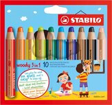 STABILO woody 3in1 kleurpotlood, etui van 10 stuks, assorti STABILO woody 3in1 kleurpotlood, etui van 10 stuks, assorti