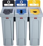 Rubbermaid Slim Jim Recyclingstation voor afval, papier en kunststof, zwart / blauw / geel Rubbermaid Slim Jim Recyclingstation voor afval, papier en kunststof, zwart / blauw / geel