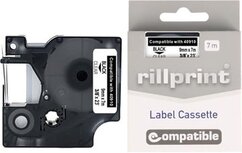 Rillprint compatible D1 tape voor Dymo 40910, 9 mm, zwart op transparant Rillprint compatible D1 tape voor Dymo 40910, 9 mm, zwart op transparant