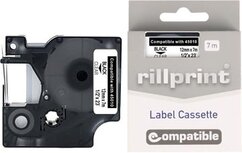 Rillprint compatible D1 tape voor Dymo 45010, 12 mm, zwart op transparant Rillprint compatible D1 tape voor Dymo 45010, 12 mm, zwart op transparant