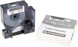 Rillprint compatible D1 tape voor Dymo 45013, 12 mm, zwart op wit Rillprint compatible D1 tape voor Dymo 45013, 12 mm, zwart op wit
