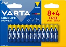 Varta batterij Longlife Power AAA, blister van 8 + 4 Varta batterij Longlife Power AAA, blister van 8 + 4