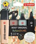 STABILO BOSS ORIGINAL markeerstift NatureCOLORS, etui van 4 stuks, assorti STABILO BOSS ORIGINAL markeerstift NatureCOLORS, etui van 4 stuks, assorti