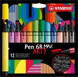 STABILO pen 68 viltstift MAX ARTY, etui van 12 stuks, assorti STABILO pen 68 viltstift MAX ARTY, etui van 12 stuks, assorti