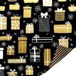 Geschenkpapier Holiday zwart/goud, 30 cm x 100 m Geschenkpapier Holiday zwart/goud, 30 cm x 100 m