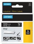 Dymo RHINO vinyltape 12 mm, wit op zwart Dymo RHINO vinyltape 12 mm, wit op zwart