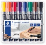 Staedtler Lumocolor 350, permanent marker, schuine punt, 2 - 5 mm, etui van 8 stuks in geassorteerde kleu Staedtler Lumocolor 350, permanent marker, schuine punt, 2 - 5 mm, etui van 8 stuks in geassorteerde kleu