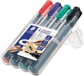 Staedtler Lumocolor 352, permanent marker, ronde punt, 2 mm, etui van 4 stuks in geassorteerde kleuren Staedtler Lumocolor 352, permanent marker, ronde punt, 2 mm, etui van 4 stuks in geassorteerde kleuren