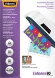 Fellowes lamineerhoes Enhance80 zelfklevend ft A4, 160 micron (2 x 80 micron), pak van 100 stuks Fellowes lamineerhoes Enhance80 zelfklevend ft A4, 160 micron (2 x 80 micron), pak van 100 stuks