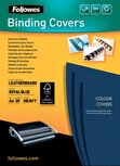 Fellowes omslagen, ft A4, karton lederlook, 250 micron, pak van 25 stuks, blauw Fellowes omslagen, ft A4, karton lederlook, 250 micron, pak van 25 stuks, blauw