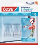 Tesa Klevende haak voor Transparant en Glas, draagvermogen 1 kg, blister van 2 stuks Tesa Klevende haak voor Transparant en Glas, draagvermogen 1 kg, blister van 2 stuks