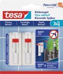 Tesa Klevende Spijker voor Tegels en Metaal, verstelbaar, draagvermogen 3 kg, blister van 2 stuks Tesa Klevende Spijker voor Tegels en Metaal, verstelbaar, draagvermogen 3 kg, blister van 2 stuks