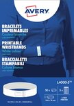 Avery bedrukbare polsbandjes, ft 18 x 265 mm, wit, pak van 50 etiketten Avery bedrukbare polsbandjes, ft 18 x 265 mm, wit, pak van 50 etiketten