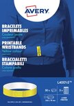 Avery bedrukbare polsbandjes, ft 18 x 265 mm, geel, pak van 50 etiketten Avery bedrukbare polsbandjes, ft 18 x 265 mm, geel, pak van 50 etiketten