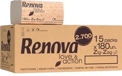 Renova Love & Action papieren handdoeken, Z-vouw, 2-laags, 180 vellen, pak van 15 stuks Renova Love & Action papieren handdoeken, Z-vouw, 2-laags, 180 vellen, pak van 15 stuks