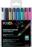 Uni POSCA paintmarker PC-1MC, 0,7 mm, etui met 8 stuks in geassorteerde metallic kleuren Uni POSCA paintmarker PC-1MC, 0,7 mm, etui met 8 stuks in geassorteerde metallic kleuren