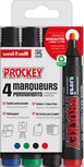 Uni-ball permanent marker Prockey PM-126, schuine punt, large, etui van 4 stuks Uni-ball permanent marker Prockey PM-126, schuine punt, large, etui van 4 stuks