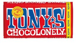 Tony's Chocolonely chocoladereep, 180g, melk Tony's Chocolonely chocoladereep, 180g, melk