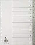 Q-CONNECT tabbladen, A4, PP, 11-gaatsperforatie, met indexblad, set van Jan-Dec, grijs Q-CONNECT tabbladen, A4, PP, 11-gaatsperforatie, met indexblad, set van Jan-Dec, grijs