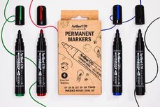 Artline permanent marker Drysafe 170 Eco-Green, 2 mm, ronde punt, assortie, blister van 4 stuks