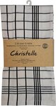 Handdoek Christelle, ft 50 x 70 cm, geruit, wit, pak van 3 stuks