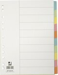 Q-CONNECT tabbladen, A4, karton, 11-gaatsperforatie, 10 tabs, geassorteerde kleuren