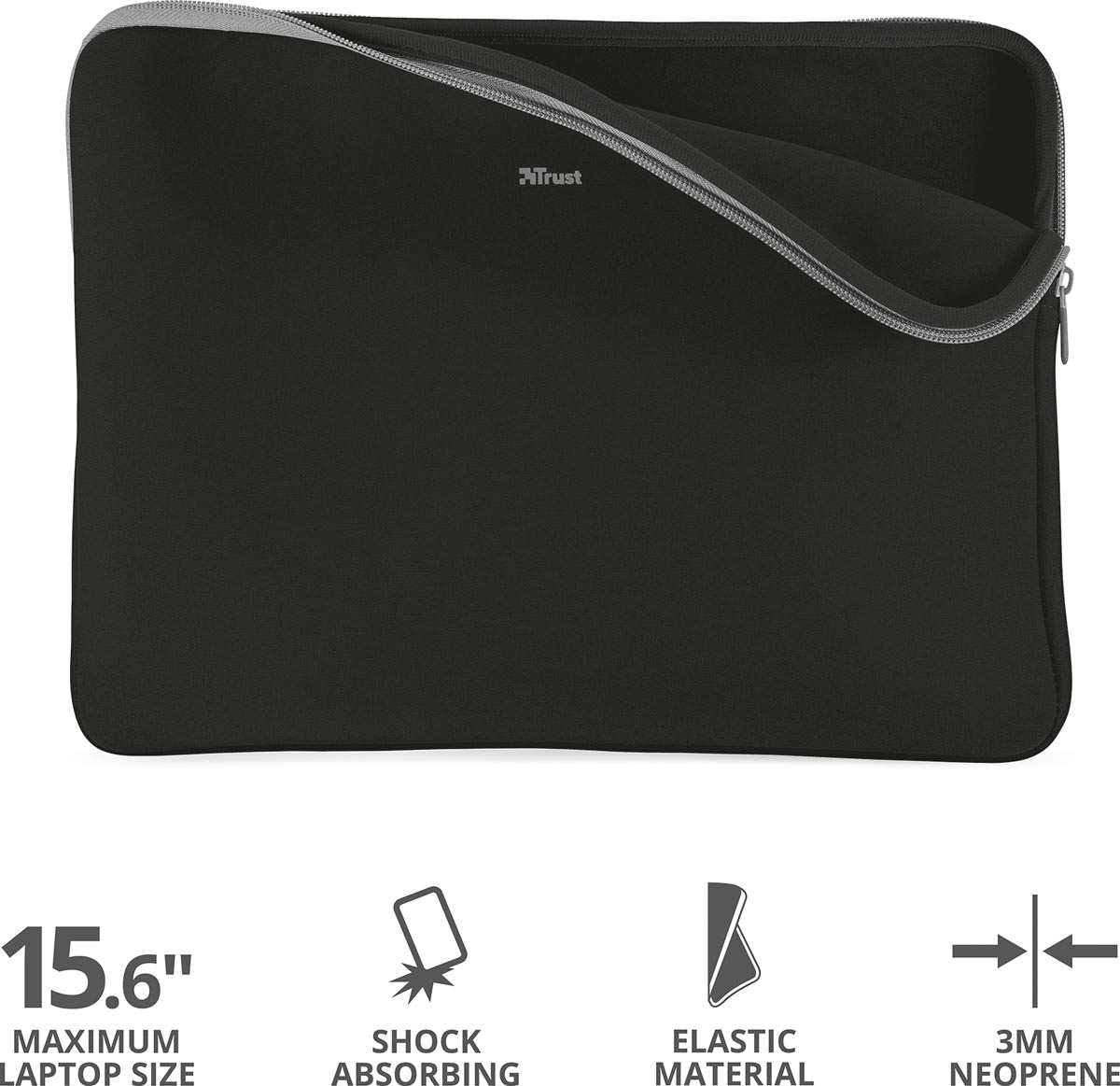 Trust Primo Soft Sleeve laptoptas polyester voor 15,6 inch laptops zwart