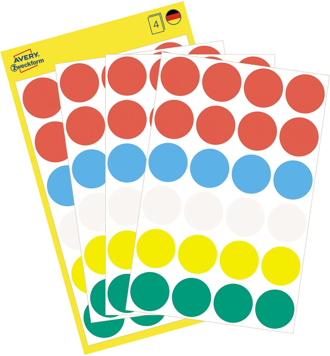Avery Ronde etiketten diameter 18 mm, geassorteerde kleuren, 96 stuks