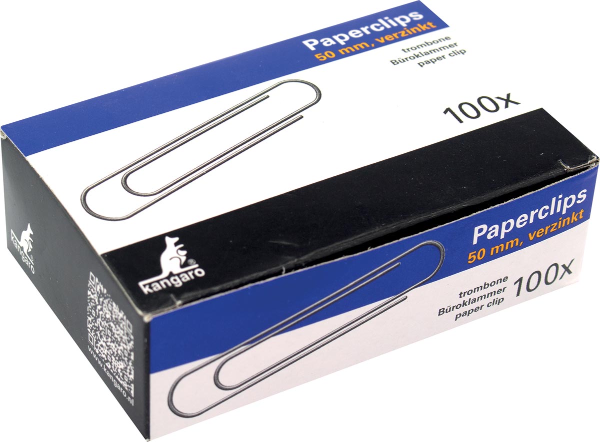 Kangaro papierklemmen 50 mm rond verzinkt gegalvaniseerd staal doos 100 stuks