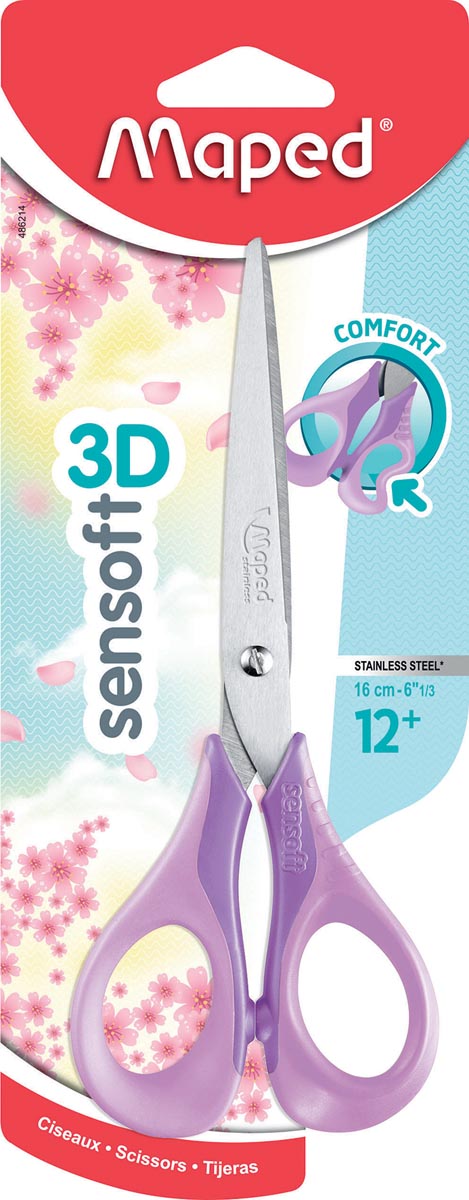 Maped Sensoft schaar voor rechtshandigen 16 cm roestvrij staal geassorteerde kleuren