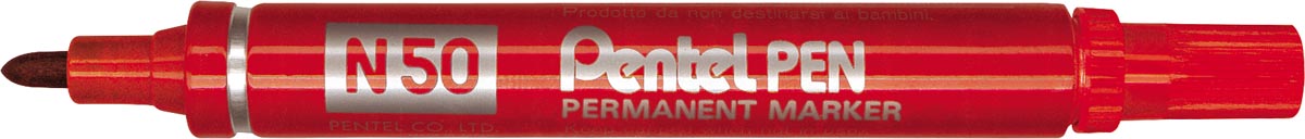 Pentel merkstift Pen N50 permanent marker rood aluminium 160 mm