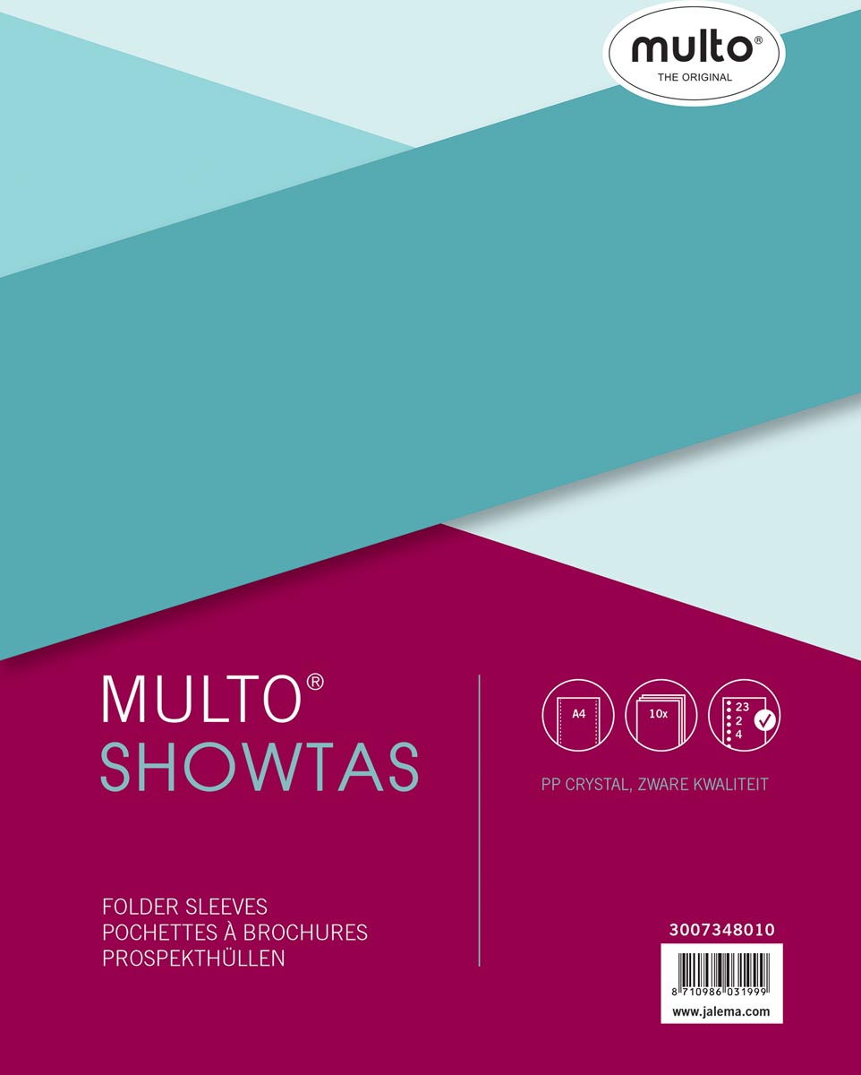 Multo showtas A4 formaat 23-gaatsperforatie glashelder transparant PP 10 stuks