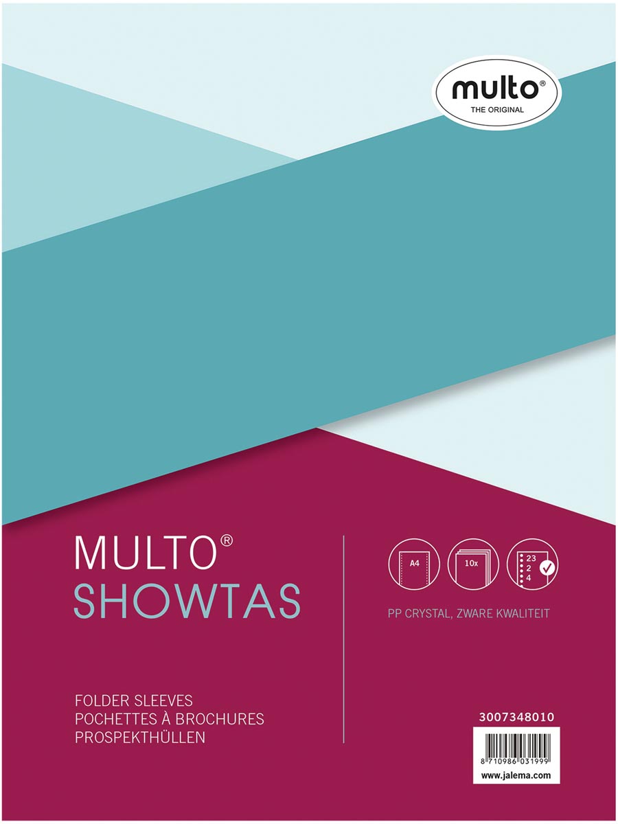 Multo showtas A4 formaat 23-gaatsperforatie glashelder transparant PP 10 stuks