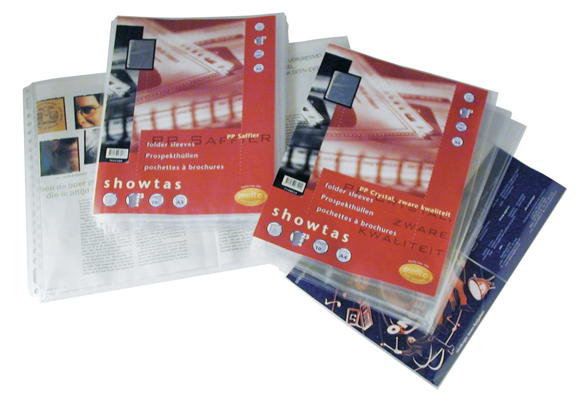 Multo showtas A4 formaat 23-gaatsperforatie glashelder transparant PP 10 stuks