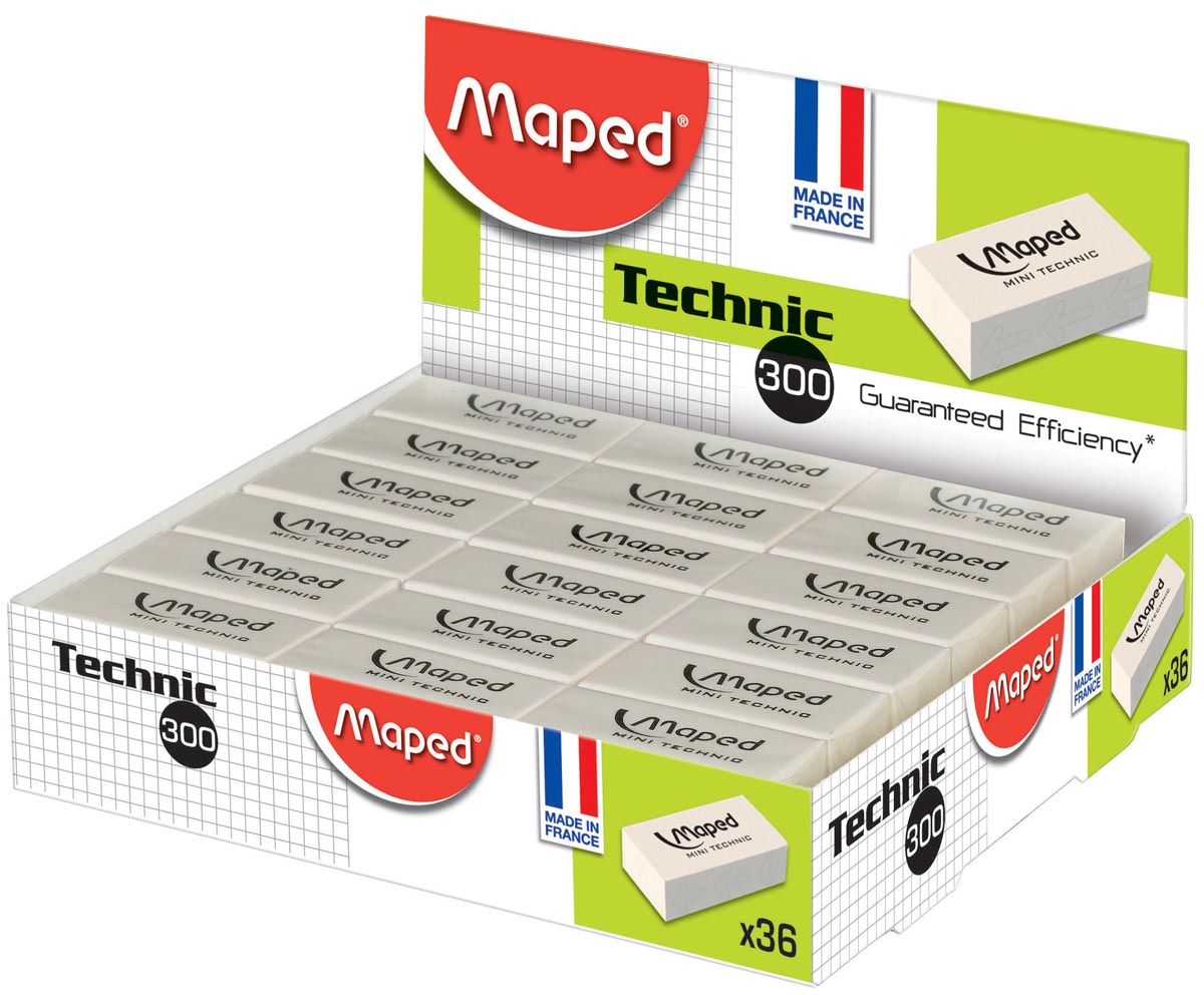 Maped gum Technic 300 mini wit plastic 40x20x13 mm