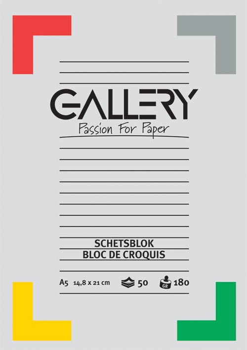 Gallery schetsblok, 180 g/m², ft A5, 50 vel