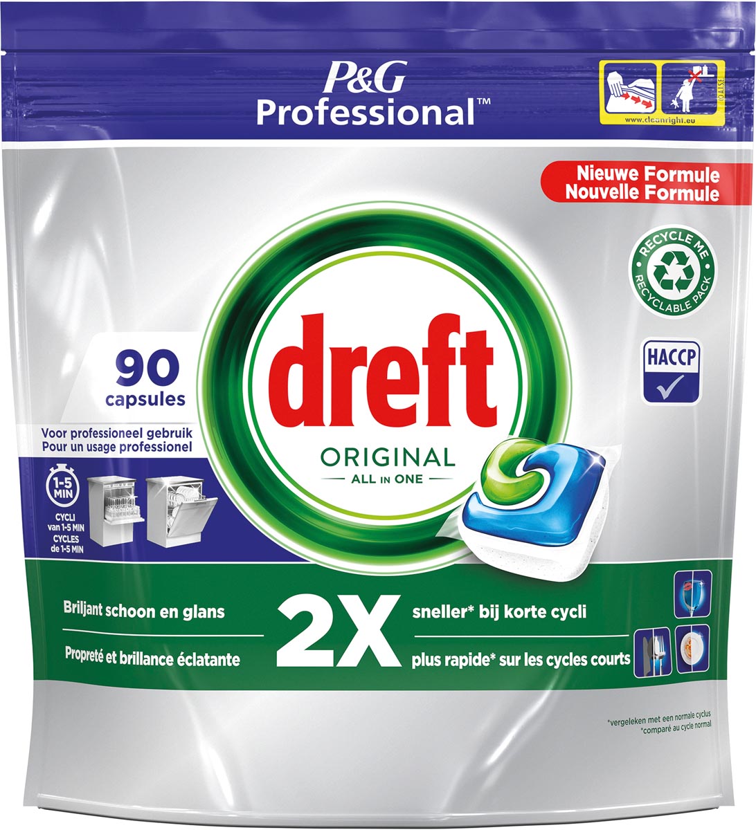 Dreft Original Regular vaatwastabletten, pak van 90 capsules