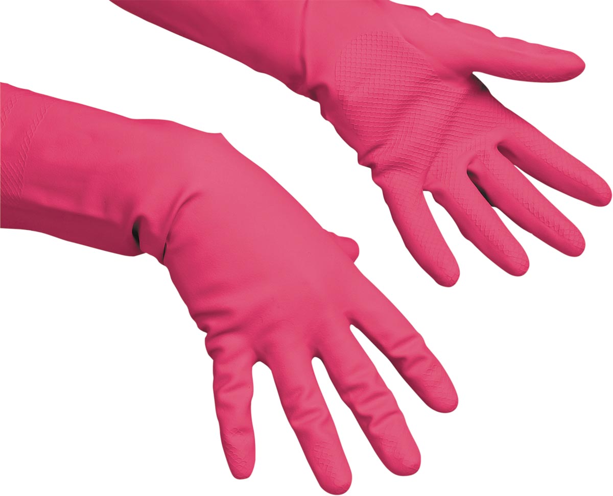 Vileda Multi Purpose handschoenen voor dagelijkse huishoudelijke taken, latex, rood, large