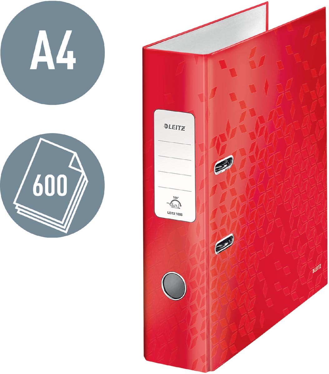 Leitz Ordner Wow rood, rug van 8,5 cm