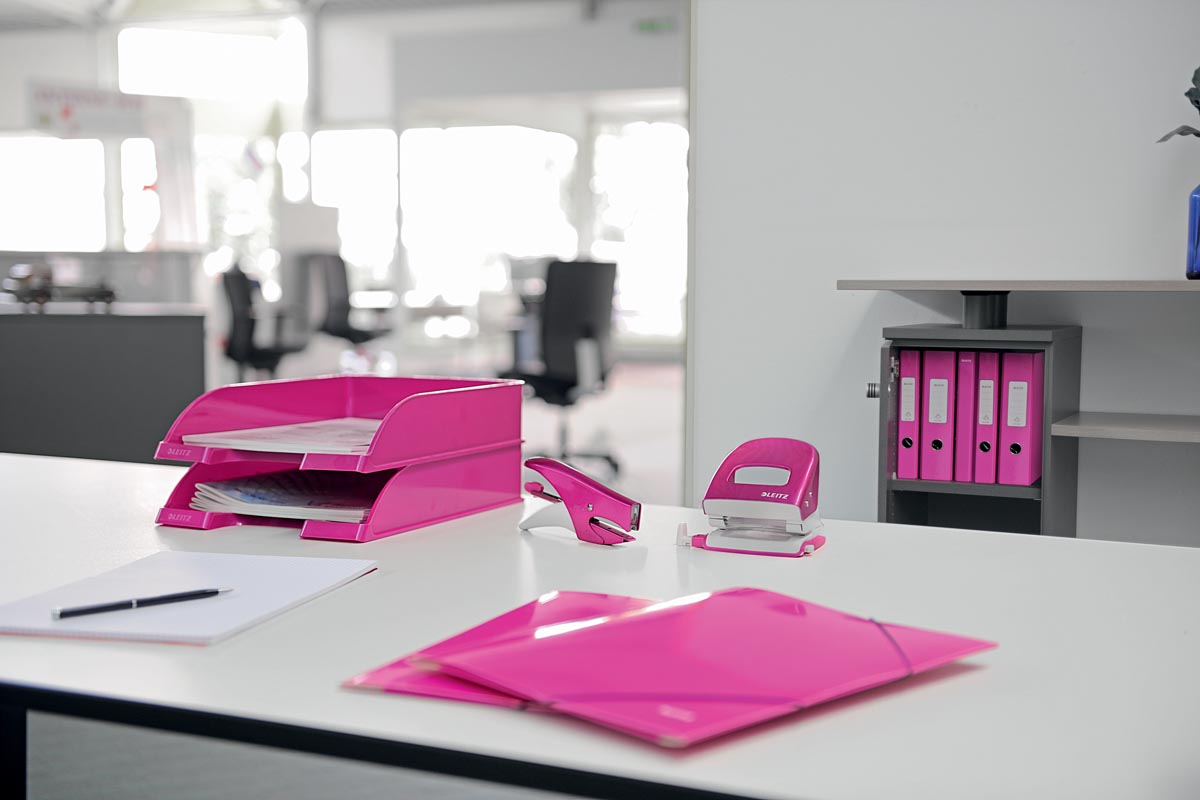 Leitz WOW ordner A4 roze karton met PP-folie rug 5,2 cm ecologisch