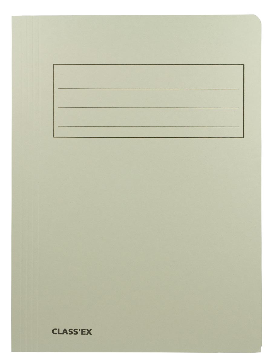 Classex dossiermap 3 kleppen A4 formaat gerecycleerd karton grijs 23,7 x 32 cm