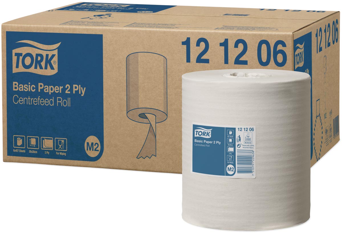 Tork poetspapier Centerfeed, 2-laags, systeem M2, pak van 6 rollen