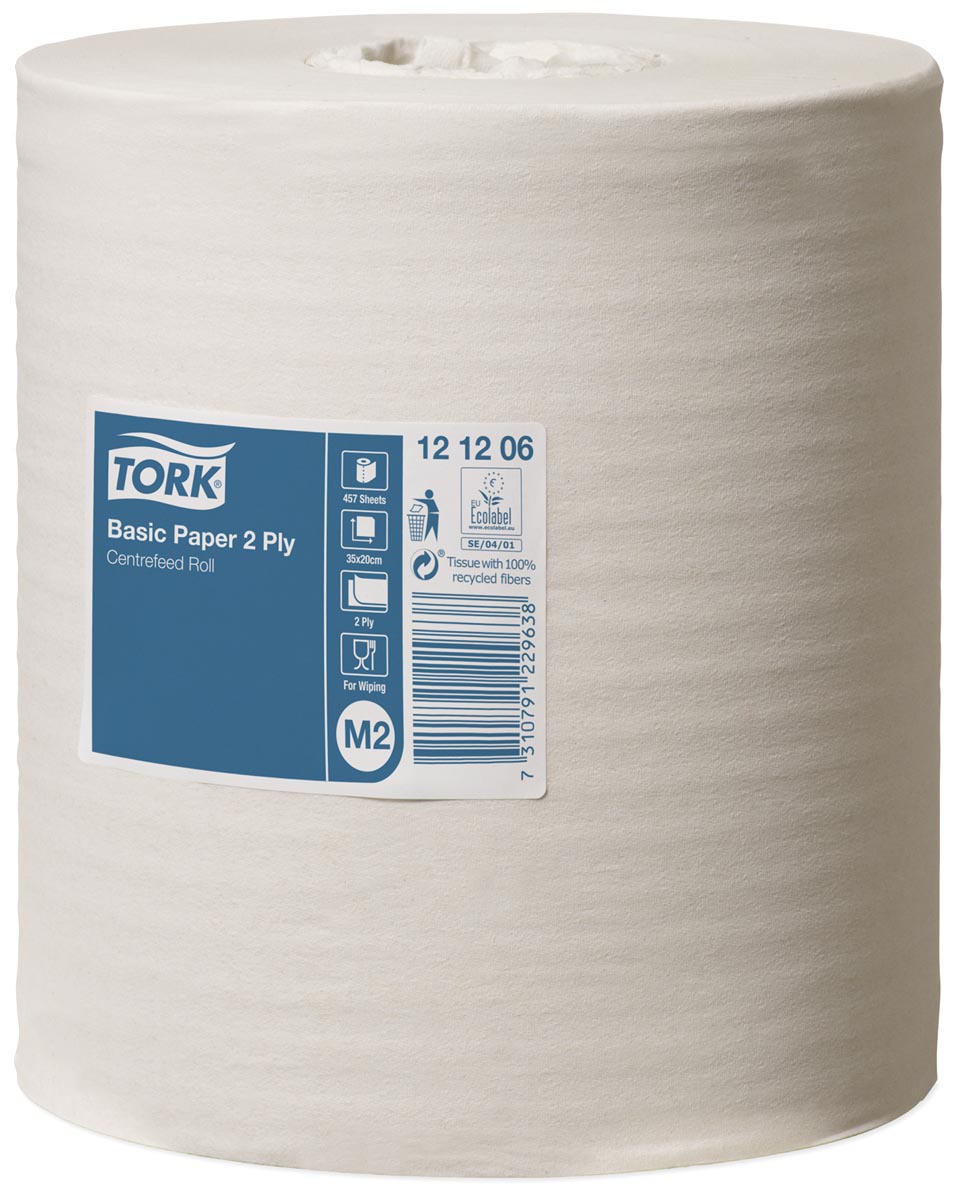 Tork poetspapier Centerfeed, 2-laags, systeem M2, pak van 6 rollen