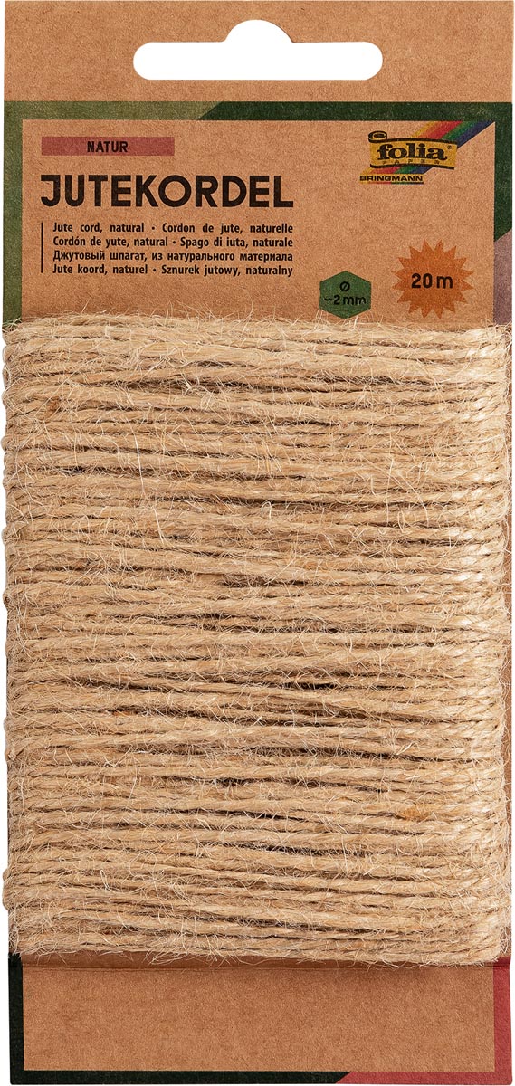 Folia jutetouw 20 meter lengte 2 mm dikte naturel jute