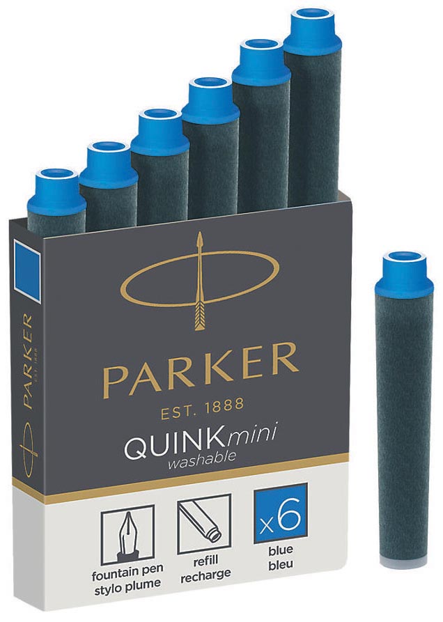 Parker Quink Mini inktpatronen blauw 6 stuks